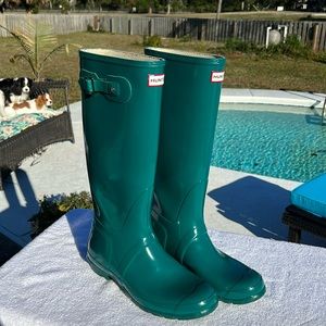 Tall Hunter Green Winter Rain Boots sz 10 m NWOT